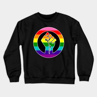 Black Lives Matter Fist Circled LGBTQ Flag Gilbert Baker Original Rainbow Pride Crewneck Sweatshirt